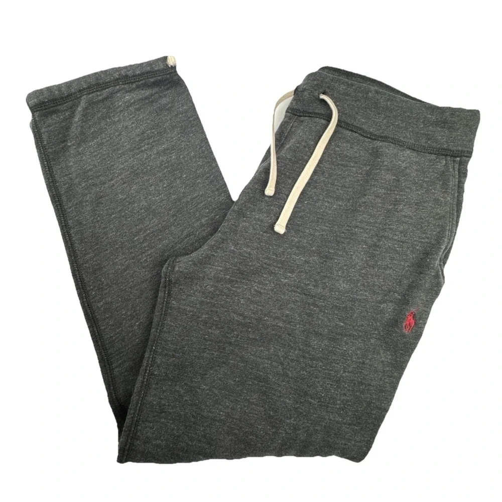 Polo Ralph Lauren Mens Sweatpants Medium Charcoal Heather Fleece Joggers Pony